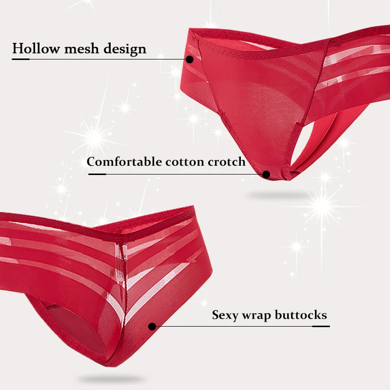1/2Pcs Sexy Transparent Mesh Thongs Seamless Perspective Brazilian Panties Low Waist Women'S Lingerie