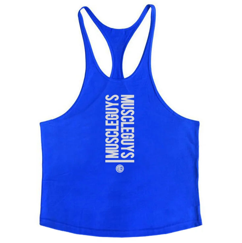 Summer Men Gym Workout Printed Tank Tops Y Back Fitness spaghetti straps Muscle Fit Stringer Sportswear Bodybuilding Cotton Tee Khamik Shop Online