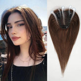 Brown Mixed Blonde Human Hair Toppers Middle Part 100% Remy Human Hair Straight Lace Base Clip in Hairpieces for Women Loss Hair Khamik Shop Online