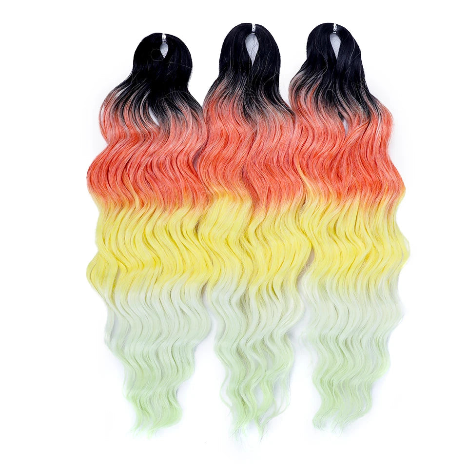 FREEDOM Synthetic Curly Braiding Hair Extensions 24 Inch/60 cm Long Deep Wavy Twist Crochet Braids Hair Ombre Brown Rainbow Hair Khamik Shop Online