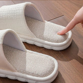 Linen Slippers Women And Men Household Indoor Floor Slippers Daily Home Simple Plain Mute Anti-Slip Comfortable Slippers Khamik Shop Online