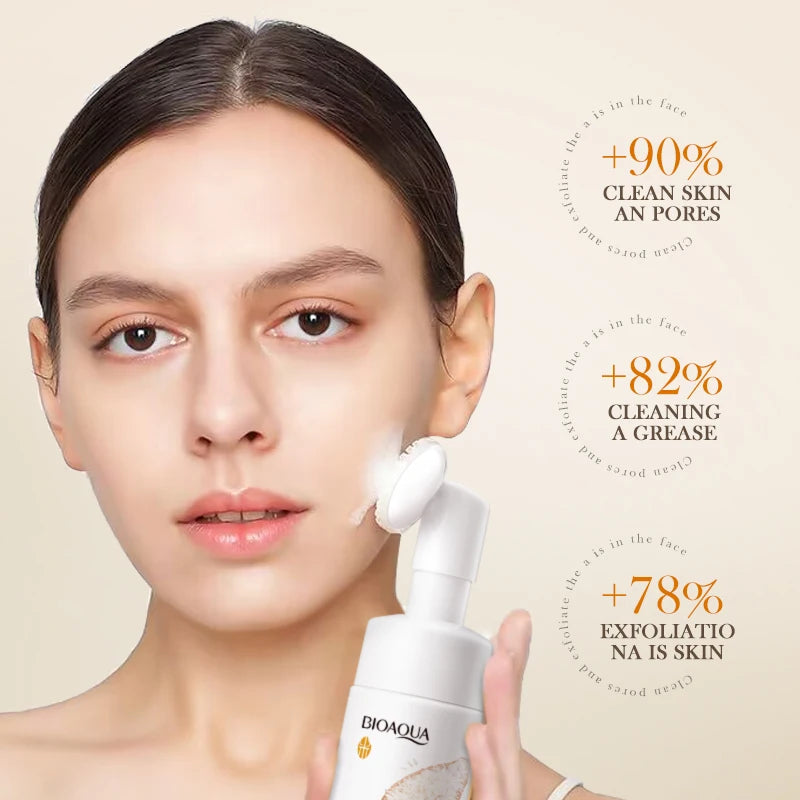 BIOAQUA White Rice Facial Cleanser Whitening Deep Cleansing Face Massage Moisturizing Anti-Aging Face Wash Foam Facial Cleanser