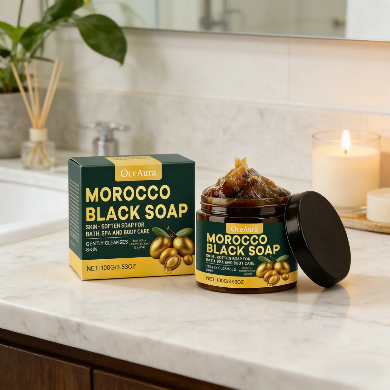 Morocco Black Soap Deep Cleaning Remove Dead Skin Cells Gentle Care Body Moisturizing Brighten Skin Smoothing Soap 100G