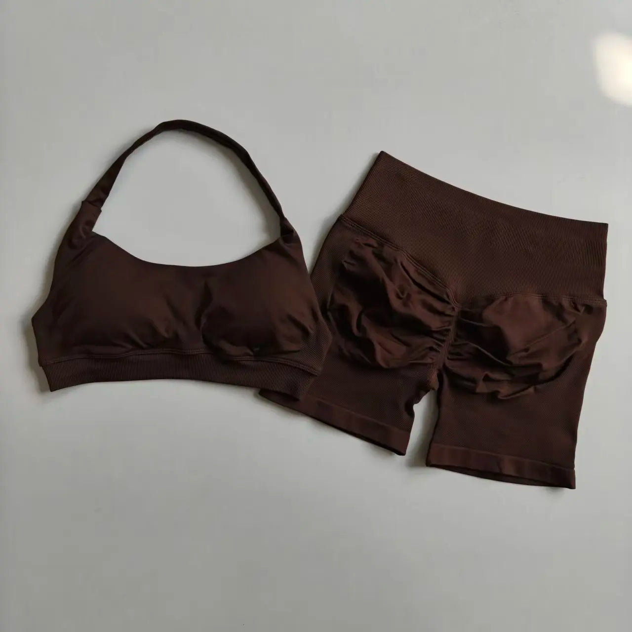 Sexy Halter Neck Beautiful Back High Waist Peach Sports Bras Shorts Suit Pilates Gathering Yoga Vest Training Fitness Bra Sets Khamik Shop Online