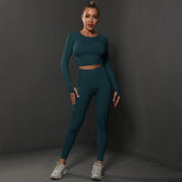 2Pcs Women Sets Energy Seamless Gym Suits Bubble Butt Sports Pants+Long Sleeve Shirts Push Up Running Sets Tracksuits Tights Set Khamik Shop Online