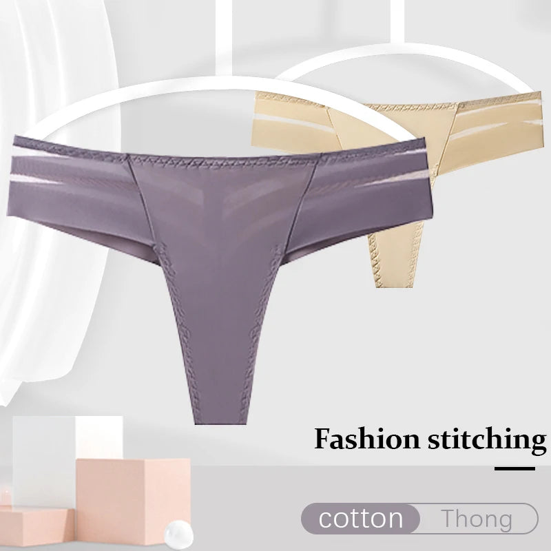 1/2Pcs Sexy Transparent Mesh Thongs Seamless Perspective Brazilian Panties Low Waist Women'S Lingerie