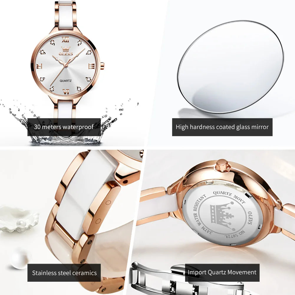 OLEVS 5872 Women Watches Quartz Wristwatch Waterproof Watches For Woman Set Bracelet Watch Original Elegant Casual Fashion Reloj Khamik Shop Online