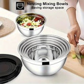 17pcs, Stainless Steel Mixing Bowl Set Mixing Bowls With Lids Grater Attachment, Non-Slip Kitchen Gadget Set, Mixing And Serving Khamik Shop Online