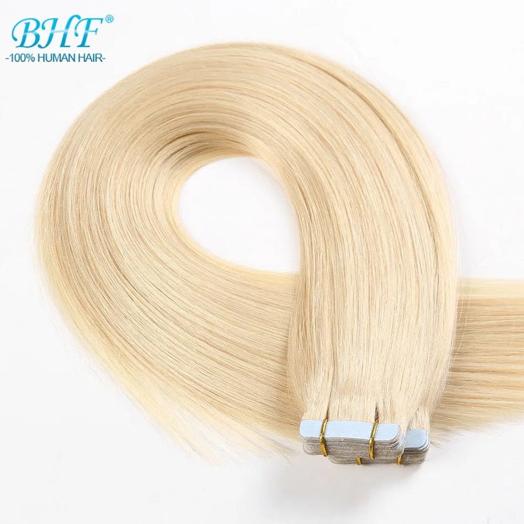 BHF Tape In Hair Extensions Human Hair 20pcs/Pack European Remy Straight Invisible Tape Ins Adhensive 100% Human Hair For Salon Khamik Shop Online