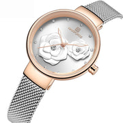 Women Watch  Top Luxury Brand Steel Mesh Waterproof Ladies Watches Flower Quartz Female Wristwatch Charming Girl Clock