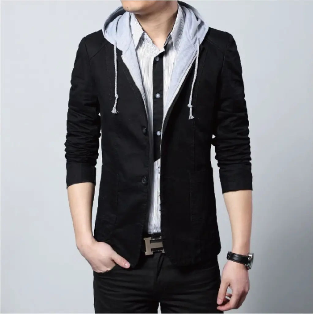 Mens Street Style Hooded Blazer Yellow Pandora