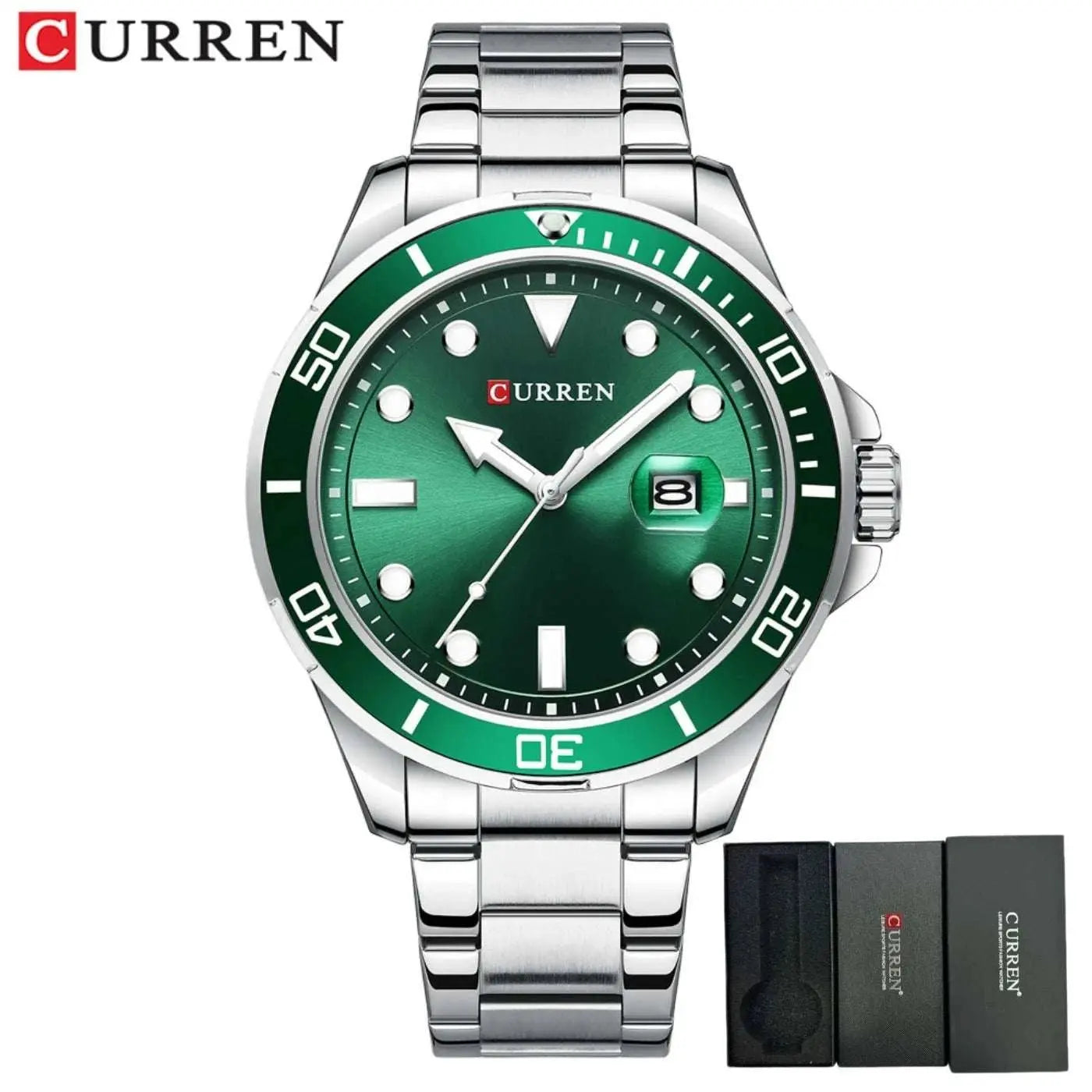 CURREN New Green Water Ghost Series Brand High-end Luxury Watches Automatic Watch Men All Steel Waterproof Quartz Watch Gifts Khamik Shop Online