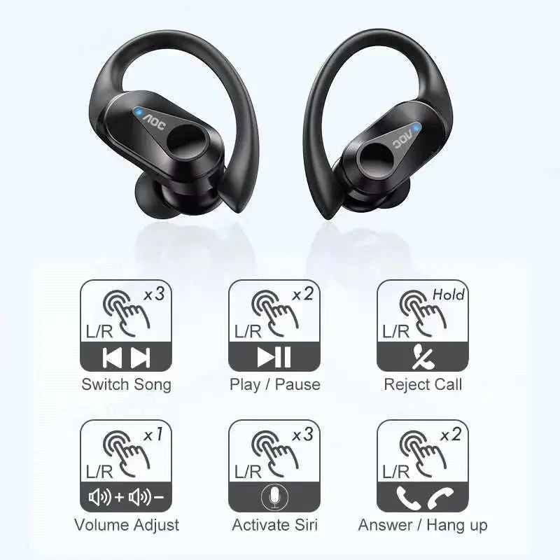 Choice AOC Sports Headset Wireless Bluetooth 6.0 Earphones Waterproof LED Battery Display Gaming Low Latency Headphones LP75 Khamik Shop Online
