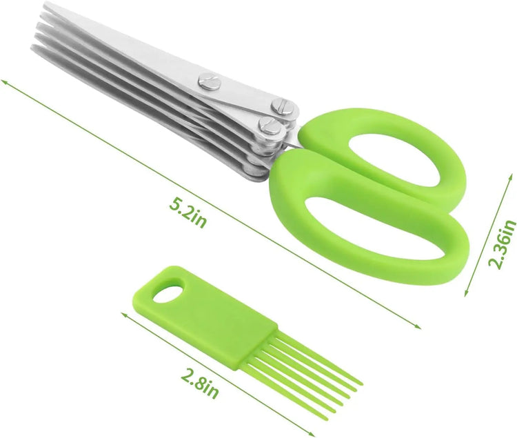 1 piece Multi-functional Stainless Steel 3/5 Layer Kitchen Scissors, Pepper Shredded Chopped Scallion Cutter Cut Cooking Tool Khamik Shop Online