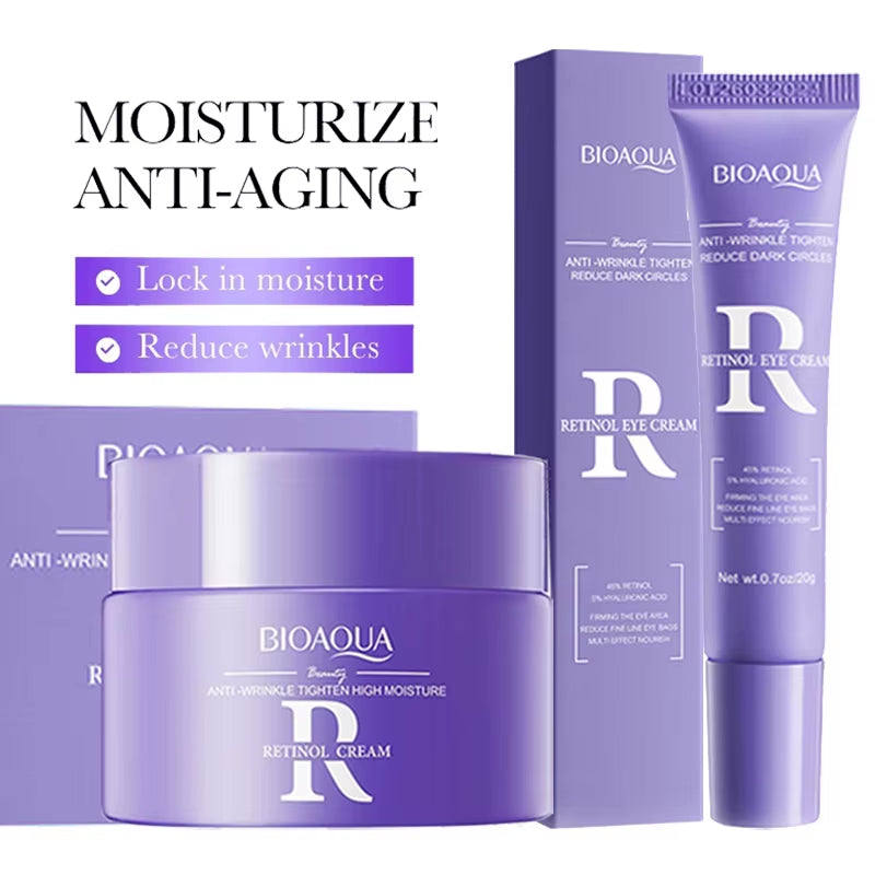 BIOAQUA Retinol Skin Care Sets Moisturizing Hydrating Face Cream Anti-Aging Wrinkle Dark Circles Eye Cream Travel Size Skin Care