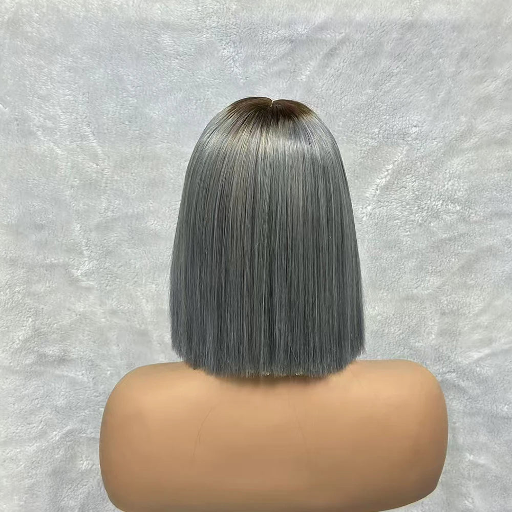 Bone Straight Short Bob Human Hair Brazilian Raw Hair Bone Straight Bob Wig 2x6 Lace Closure Color Wigs for Women Khamik Shop Online