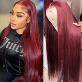 99J Burgundy Colored Human Hair 13x6 Transparent HD Lace Front Wig 40 42 Inches Brazilian Remy Hair Pre Plucked 13x4 Lace Frontal Wig For Women Khamik Shop Online