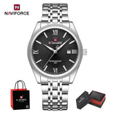 NAVIFORCE Men Elegant Business Stainless Steel Watch 30M Waterproof Luminous Hands Japan Movement Wristwatch Gifts box Khamik Shop Online