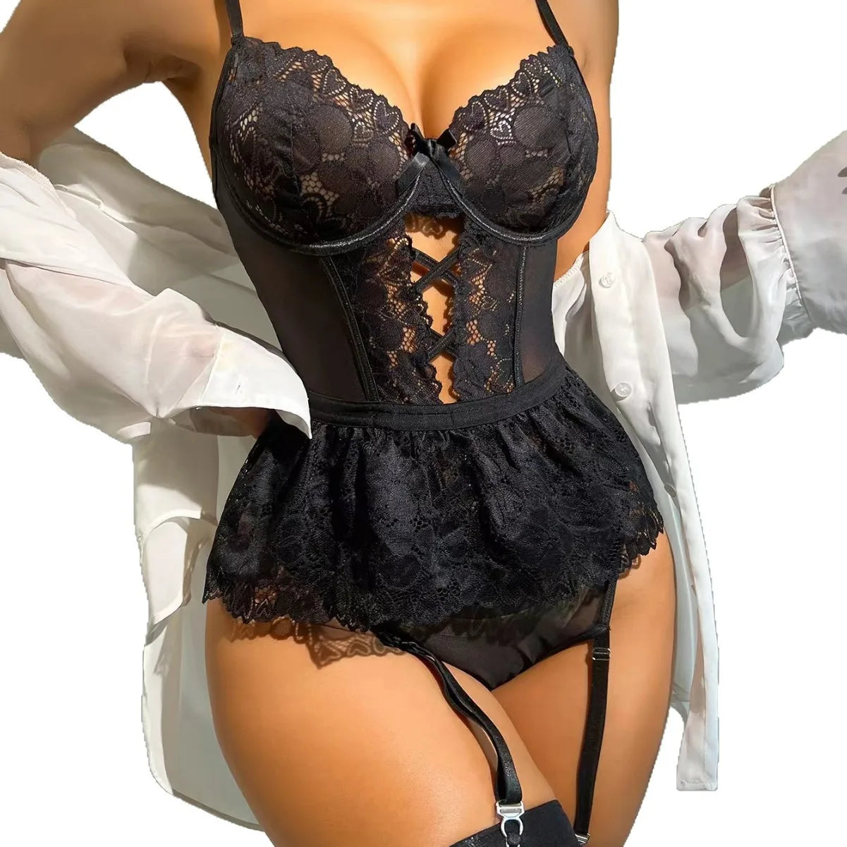 Sexy Erotic Lingerie Women Bra Garters Thongs Patchwork See Through Lingerie Set Ladies Sexy Underwear Set Porn Sexy Costumes Khamik Shop Online