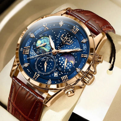 LIGE Azure Watch, Quartz Chronograph with Calendar