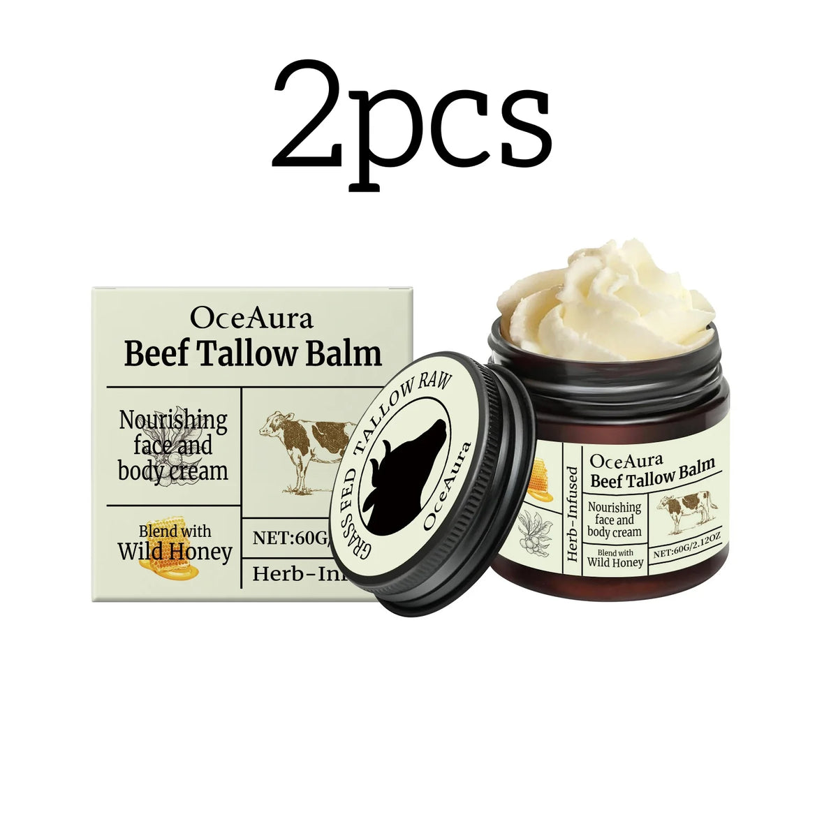 Beef Tallow Balm Deep Moisturizing Nourishing Brightening Skin Long-Lasting Fragrance Refreshing Care Face Body Lotion