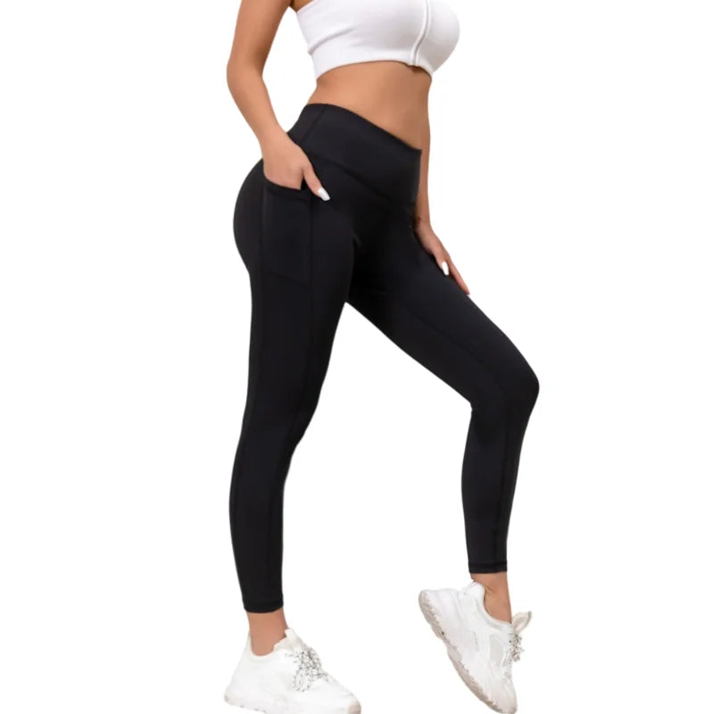 Gym cropped pants, high waisted fitness leggings, elastic  exercise yoga pants, casual shark pants for women Khamik Shop Online