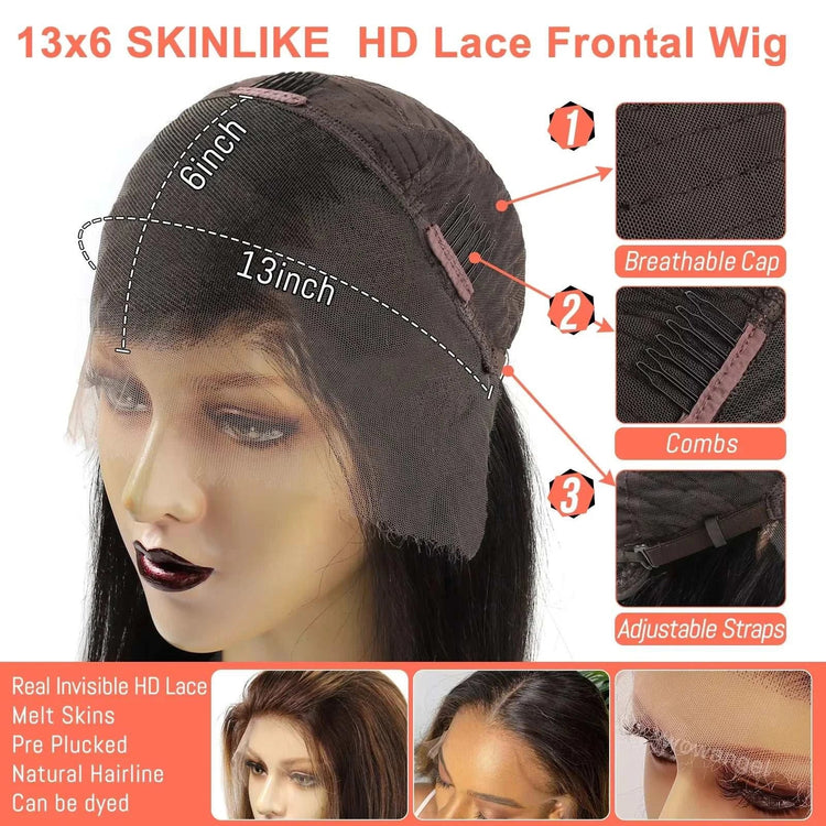 250% 13x6 Real HD Lace Frontal Human Hair Wigs Dark Brown Water Wave Wig Melt Skins Colored Pre Plucked For Women Brazilian Hair Khamik Shop Online
