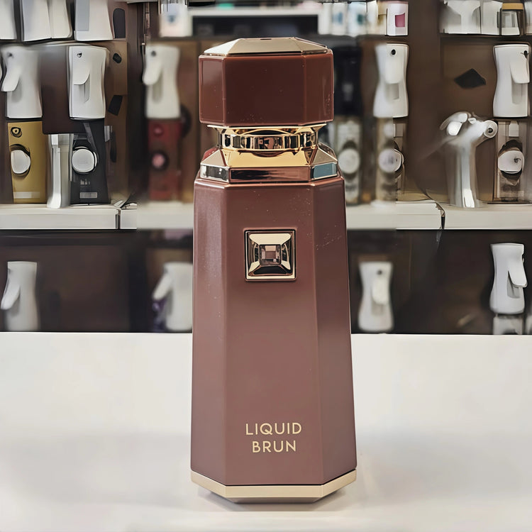 Liquid Brun Eau de Parfum Spray by Fragrance World French Avenue 3.4 Oz for Men - Warm Spicy & Woody Scent with Bourbon Vanilla & Musk Notes Khamik Shop Online