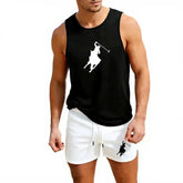 European Men Summer Vest and Shorts Set 2 Piece Outdoor Jogging Athletic Sportswear Fashion Trend Casual Men&