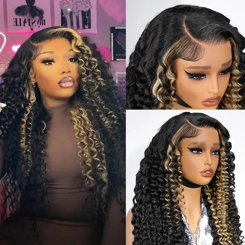 Alipearl Hair Glueless Wig Side Part Highlight Deep Wave Lace Front Wig Human Hair Pre Cut Hairline Balayage 13x4 Wig Human Hair Khamik Shop Online