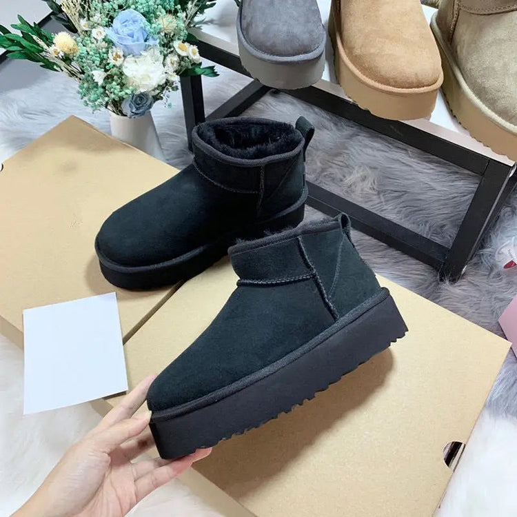 2026 New Winter Snow Boots Ladies Platform High Heel Shoes Women Ankle Boots Luxury Designer Classic Ultra Mini Fur Boot Khamik Shop Online