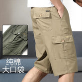 Mens Cargo Shorts Knee Pants Zipper Pocket Summer Cotton Shorts Climbing Jogger Elastic Waist Sports Wear Khamik Shop Online