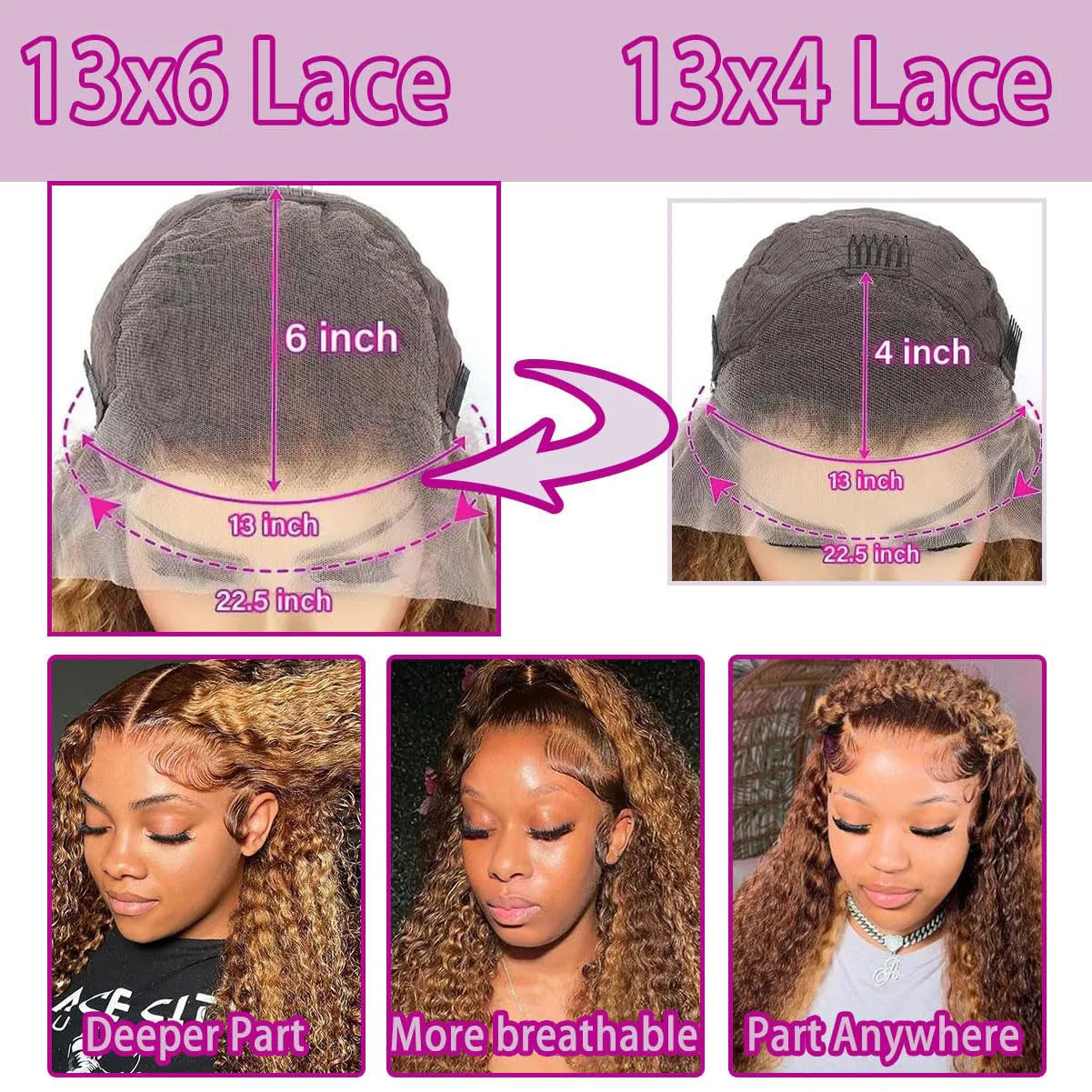 36 Inch Deep Wave P4/27 Highlight Ombre 13x6 13x4 HD Transparent Lace Front Wigs Curly Lace Frontal Wigs for Women Pre Plucked Khamik Shop Online