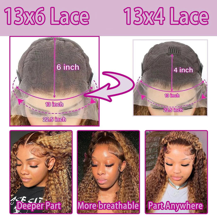 36 Inch Deep Wave P4/27 Highlight Ombre 13x6 13x4 HD Transparent Lace Front Wigs Curly Lace Frontal Wigs for Women Pre Plucked Khamik Shop Online