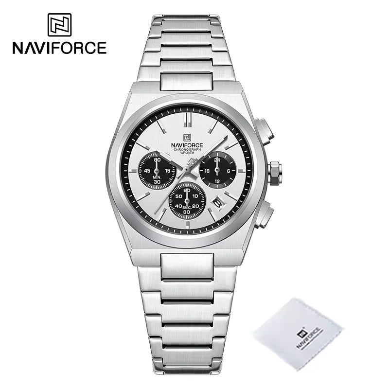 Trend Brand Stainless Steel Couple Watch Quartz Date Display Chronograph for Lovers Waterproof Fashion Wild Wristwatch