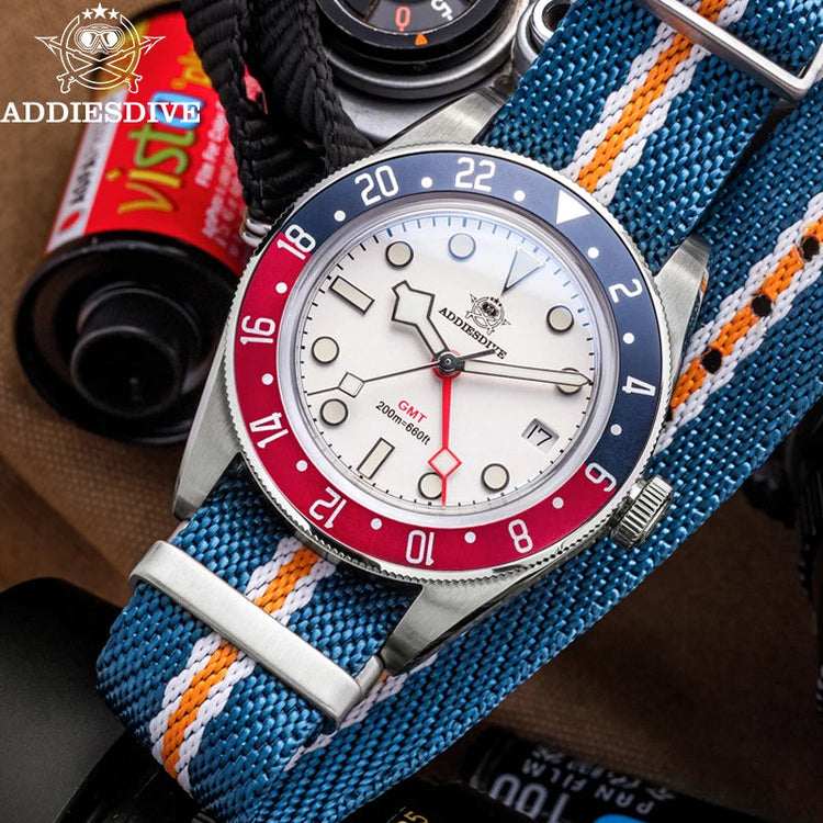 ADDIESDIVE Reloj Hombre Men Watches 20Bar Diving BGW9 Luminous AD2044 Swiss Ronda 515-24H GMT Watch Quartz Watch Khamik Shop Online