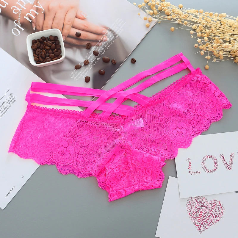 Lace Panties Women'S Briefs Transparent Underwear Sexy Soft Solid Panty Female Low Waist Hollow Out Lingerie