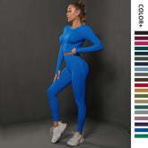 2Pcs Women Sets Energy Seamless Gym Suits Bubble Butt Sports Pants+Long Sleeve Shirts Push Up Running Sets Tracksuits Tights Set Khamik Shop Online
