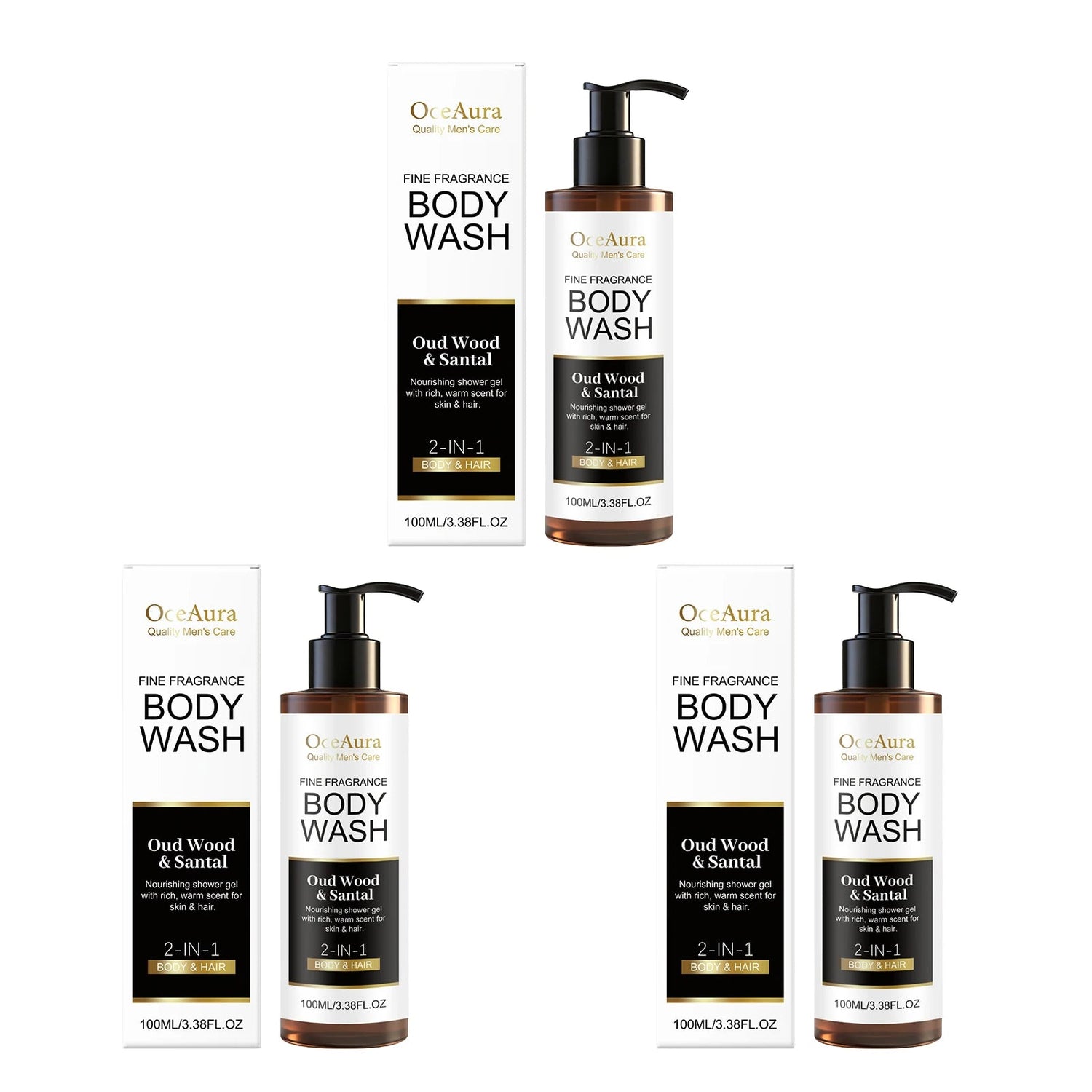OceAura Sandalwood Body Wash Full Body Refreshing Scent Long Lasting Fragrance Cleanser Soothing Skin Care Non-irritating Odor Control Shower Gel Khamik Shop Online
