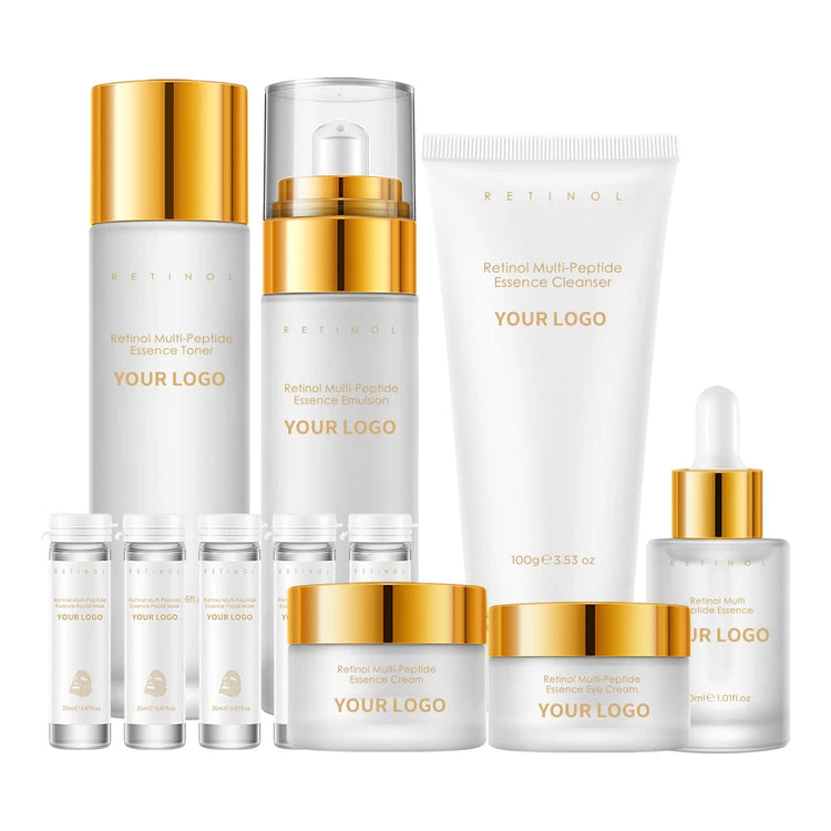 7PCS Retinol Multi-Peptide Skincare Set Hydrating Face Care Routine Gift Box Toner Cleanser Essence Cream Mask for Smooth Glow Khamik Shop Online