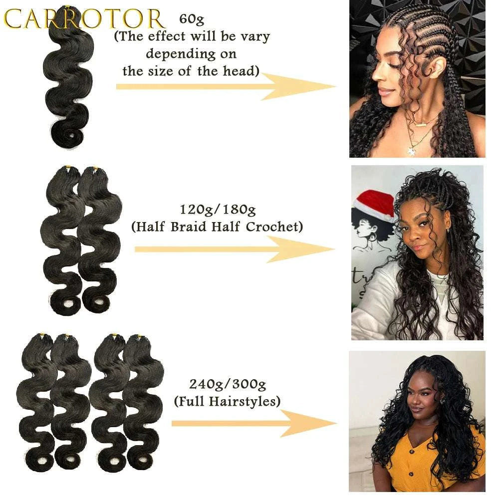 Pre Separated Crochet Hair Body Wave Crochet Human Hair for Black Women Extensions Human Hair Water Wave Bundles Knotless Hair Khamik Shop Online