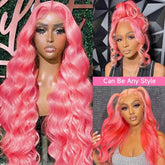 13x4 Body Wave Light Pink Lace Front Wig Brazilian Human Hair Wigs Colored Wig 13x6 Transparent HD Lace Frontal Wigs For Women Khamik Shop Online