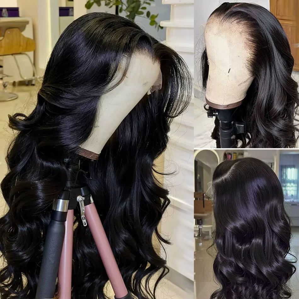 300% Density Body Wave 13x6 HD Lace Frontal Human Hair Wigs Pre Plucked Brazilian Hair 13x4 Lace Frontal Wigs Curly Human Hair Khamik Shop Online