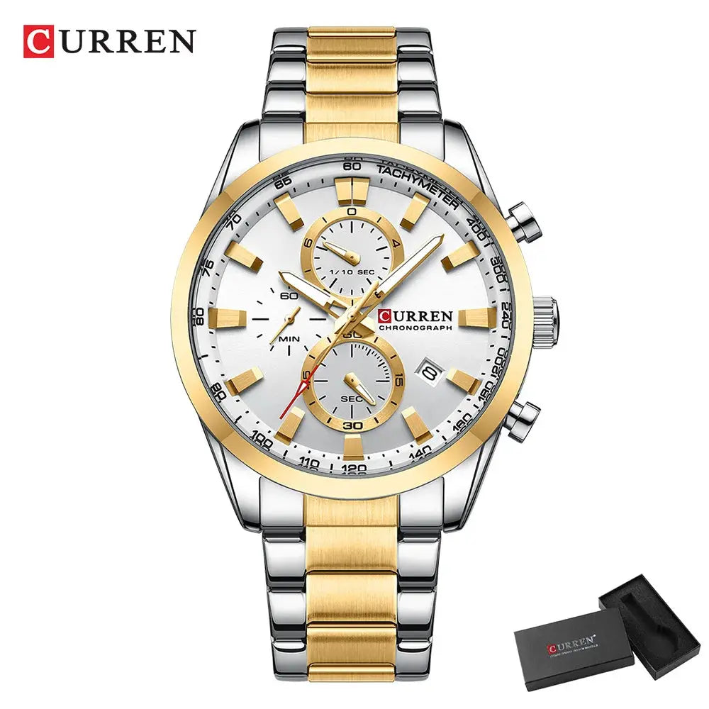 CURREN Casual Quartz Chrono Sport Watches Brands for Men Stainless Steel Bracelet Multifunction Dial 2023 Wristwatch with Date Khamik Shop Online
