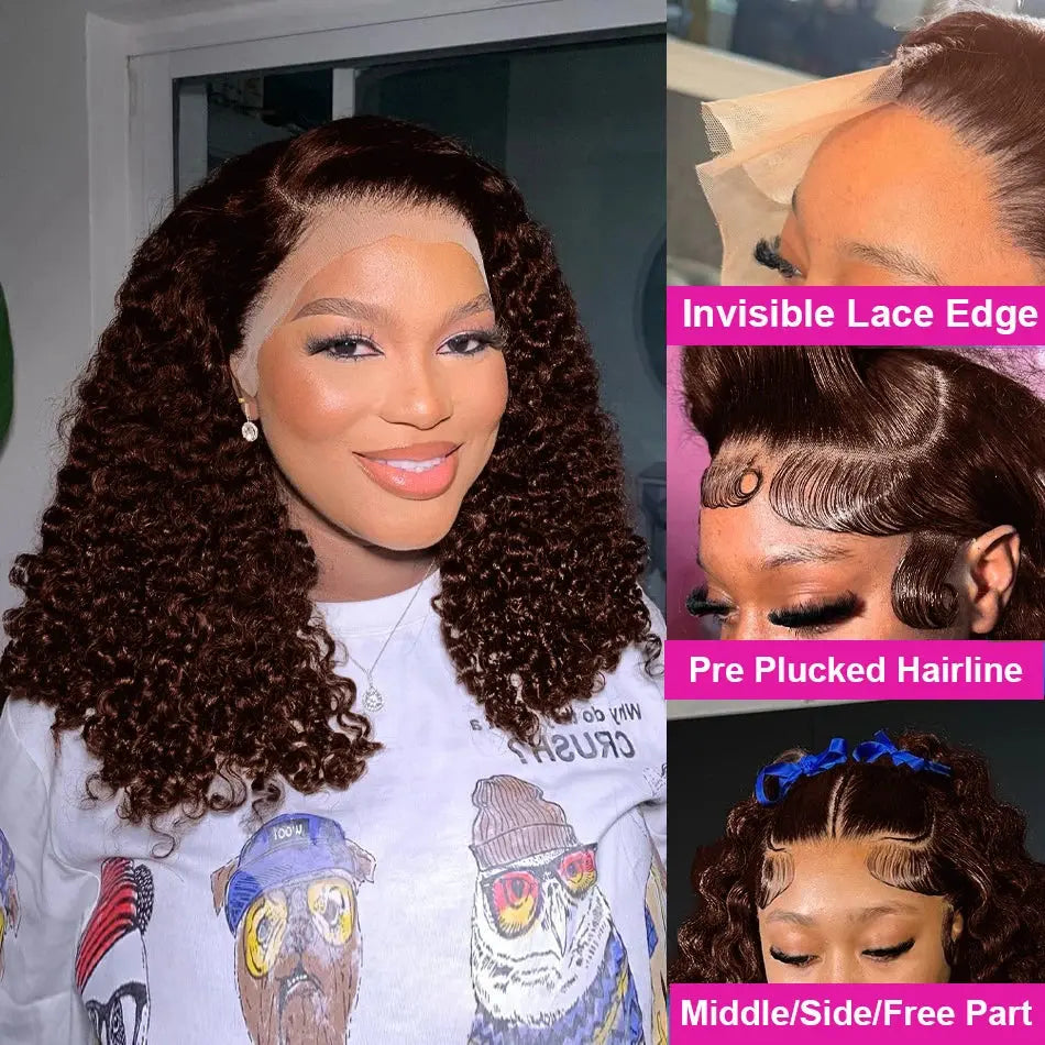 Wet And Wavy Lace Frontal Wig Short Bob Wig Pre Plucked 