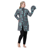 H1024 Muslim Women Fullcoverage  Long Sleeves Cover Up Burkinis Three Pieces Plus Size Printing  Swimwear Suits Khamik Shop Online