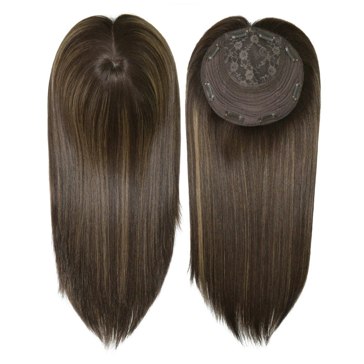 14 Inches Mogolian Cuticle Remy Hair Topper Silky Straight 8x8” Jewish Kosher Human Hairpieces Topper Free Style 120% Density Khamik Shop Online
