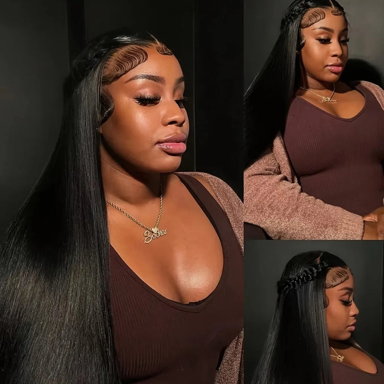 5x5 Natural Color Straight Human Hair Wig Swiss HD Lace Front Straight Wig Three Densities are Avaliable All Fluffy Full Hair Natural Looking Comfortable Pre Plucked Hairline with Baby Hair Easy to Maintain for Everyday and Occasion Use Khamik Shop Online