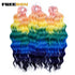 FREEDOM Synthetic Curly Braiding Hair Extensions 24 Inch/60 cm Long Deep Wavy Twist Crochet Braids Hair Ombre Brown Rainbow Hair Khamik Shop Online