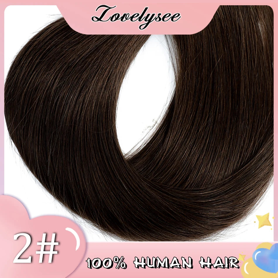 Lovelysee 3/4 Half Wig Human Hair With Clip in Hair Extensions Silky Straight Remy Hair Brown Color Soft 150% 180% Wig For Women Khamik Shop Online